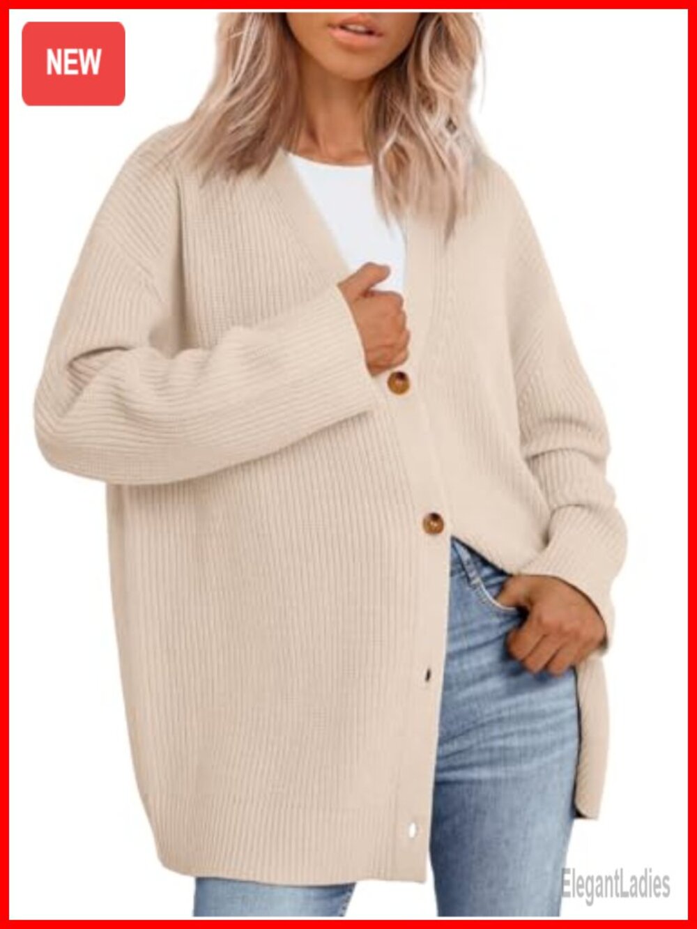 Oversized Open Front Cardigan Chunky Knit V Neck Long Sleeve Sweater